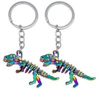 Moydolo Lot de 2 porte-clés dinosaures en forme de tête de mort pour fils, petit-fils, neveu - Cadeau pour homme et femme