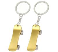 Moydolo Lot de 2 porte-clés en forme de skateboard pour homme et femme, doré