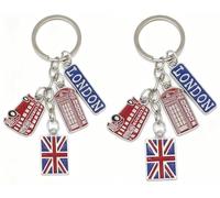 Moydolo Lot de 2 porte-clés souvenir de Londres, drapeau du Royaume-Uni Union Jack, cadeau britannique pour sac à main