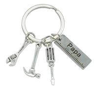 Moydolo Marteau Tournevis Clé à molette Pendentif Porte-clés en métal pour la fête des pères Cadeaux pour les pères