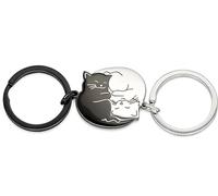 Moydolo Pendentif porte-clés pour couple de chats en métal Animal Cat assorti keychain breloque Cadeau de Saint-Valentin