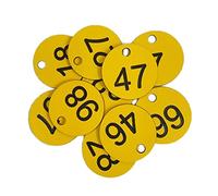 Moyeetings 100 étiquettes à Bagages Portables et Numérotées avec Plaque D'immatriculation pour, Résidence étudiante, Restaurant, Casier, Hôtel, mot jaune + noir