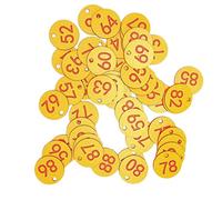 Moyeetings 100 étiquettes à Bagages Portables et Numérotées avec Plaque D'immatriculation pour, Résidence étudiante, Restaurant, Casier, Hôtel, mot jaune + rouge