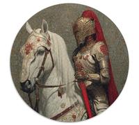 Moyen-âge Female Knight | pour Adultes |Magnifique Cheval de Guerre Blanc en Armure| 1000pcs (67.5x67.5cm) Puzzles Jeux ÉduChatifs Puzzles De Décoration Intérieure
