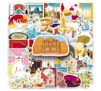 Moyen-Orient Musulmans Autocollants |50Pcs Stickers Islamiques Vinyle Imperméable Décalcomanies pour Gourdes, Ordinateurs Portables, Valises, Tasses, Téléphones Portables, Skateboards, Guitares
