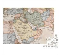 Moyen-OrientCarte Casse-tête 1000 Pièces sans Poussière, Puzzle Jeu Éducatif Décompression pour Une Activité Détente, Fun Fresent & Activités pour La Maison 70x50cm/1000pcs