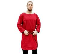 Moyen-tunique à manches longues en coton, rouge-moyenâgeuse L