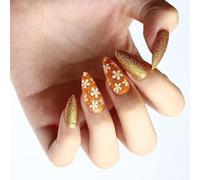 Moyens D'amande Faux Ongles Ongles Scintillants Artificiels Couvertures Complètes Bâton Sur La Presse À Fleurs Pour Les Femmes Fleurs False Fausse Couverture Complète Bâton D'amande Pressante