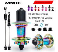 Moyeu de frein à disque à 6 roulements pour VTT, avant arrière, 28 trous, 32 trous, 36 trous, QR Thru-Axle, Échange, Moyeux de vélo, HG, Tailles KE 120 Click 36H Colorful QR-TA R