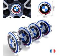 MOYEU DE ROUE 4 X CENTRE DE ROUES CACHE MOYEU BMW Édition 50e Anniversaire LOGO BLEU 68mm DIAMETRE