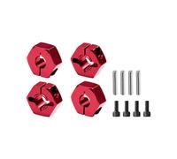 Moyeu de roue avant et arrière en alliage d'aluminium 6061-T6 12 mm pour Traxxas Mini Slash Mini Rally VXL 1/10 Slash Bigfoot Jato 3.3 Rustler Stampede - Rouge