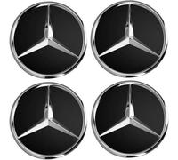 Moyeu De Roue X4 Centres De Roue Noir 75mm Emblème Mercedes Cache Moyeu