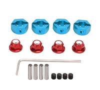 Moyeu hexagonal de roue de 12 mm, adaptateur d'entraînement hexagonal d'extension RC en alliage d'aluminium, universel pour voiture RC 1/10 1/12, avec vis anti-glissement et clé à (Bleue)