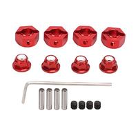 Moyeu hexagonal de roue de 12 mm, adaptateur d'entraînement hexagonal d'extension RC en alliage d'aluminium, universel pour voiture RC 1/10 1/12, avec vis anti-glissement et clé à (Rouge)