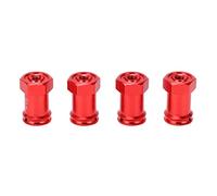 Moyeux de Roue Hexagonaux, 4 Pièces 12mm RC Moyeu Hexagonal de Roue en Aluminium 15mm Extension Décalée Coupleur Adaptateur D'entraînement Hexagonal pour Voiture TRAXXAS Mini E REVO 1/16 RC(Rouge)