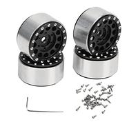 Moyeux de roue RC Beadlock en alliage d'aluminium, jantes RC robustes pour voitures RC Traxxas 1/18 et voitures RC Axial SCX24 1/24, performances de conduite stables et durables, (Noir)