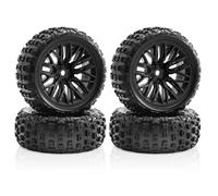 Moyeux de Roue TRXS améliorés de Style Arbre et pneus Tout-Terrain for Arr-ma 1/18 2S for Typhon Grom, Caoutchouc 55A Haute résistance(Zwart)