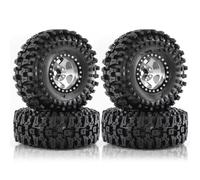 Moyeux Pneus Voiture Rc Compatibile Con Traxxas per TRX4 D90 per Axial per SCX10 II III RS 1/10 Ricambi per Auto RC Cerchio Beadlock in Metallo Da 120 Mm, 1,9" E Pneumatico in Gomma