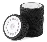 Moyeux Pneus Voiture Rc Compatible avec ARRMA pour Trxs pour Redcat pour Team pour Losi WR8 1/7 1/8 Pièces RC pour Rallye Et Tout-Terrain 4 Pneus 100 Mm, Jantes 17 Mm Hexagonales(White)