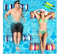 Moyksrr 2pcs Flottant Hamac Gonflable, 4 In 1 Matelas Filet Piscine Gonflable, Matelas Piscine, Matelas Gonflable Piscine, Hamac De Multicolore