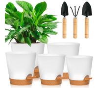 MOYKSRR 5 Pcs Pots de Fleurs en Plastique, Jardinières à arrosage Automatique avec Trous de Drainage, Plantes en Plastique aux Jardins de Balcon Intérieurs et Extérieurs(17.5/16.5/15/13.8/12.5CM)