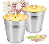 MOYKSRR Bougies Citronnelles, 2 x 15oz Bougie Citronnelle Extérieur & Intérieur, Bougies Parfumées, Cire de Soja Naturel Bougies pour Jardin Voyage Camping, Terrasse, Pique-Nique, Bougies Intérieur