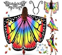 MOYKSRR Châle Papillon Adulte avec Masque à Ailes pour Femmes pour Carnaval ou Halloween