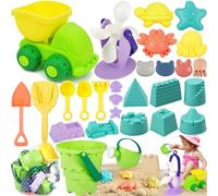 MOYKSRR Jouet de Plage,28 Pièces Ensemble de Jouets de Plage pour Enfants, Jouets de Sable de Voyage, Sable pour Bac a Sable Enfant avec Bac à Sable, Roue à Eau, Moules en Sable (Couleurs Aléatoires)