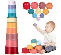 MOYKSRR Jouets Empilables pour Bébé, Lot de 10 Gobelets Empilables, Jeux Montessori 1 an, Jouet Cubes empilables, Jouets de Bain, Jouet éducatif Amusant pour Enfant 1 2 3 an Garçon Fille DDB-CHS10PC