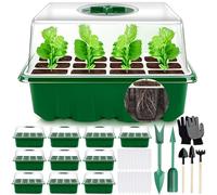 MOYKSRR Mini Serre pour Plantes, 10 Pièces 120 Cellules Intérieure Plateau Semis avec Dôme De Ventilation Et Socle, 20 étiquettes De Plantes, Serre Intérieure Pépinière Boîte Propagateur Jardin