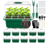 MOYKSRR Mini Serre pour Plantes, 10 Pièces 120 Cellules Intérieure Plateau Semis, Serre Intérieure Pépinière Boîte Propagateur Jardin, Bac à Semis Pépinière Boîte avec Étiquettes Outils de Jardinage