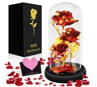 MOYKSRR Rose Eternelle sous Cloche, La Belle et la Bête Rose, Galaxy Rose avec LED Lumières, Faux Rose Abat Jour en Verre LED - Mariage Maison Décor,Cadeau pour Femme, Mere, Mamie, Petite Amie