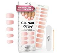 MOYOU LONDON Bandes de Vernis Gel Semi-Curées - 20 Pièces. Enveloppes Ongles de Gel pour Manucure de Qualité Salon - Fonctionne avec N'importe Quelle Lampe UV pour Ongles - Blush of Dawn