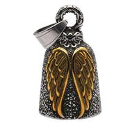 MOYOZZ Angel Wing Knight Bell Lettres USA Moto Vélo Cloche Gardien - Never Ride Faster Than Your Angel Can Fly (Jaune)