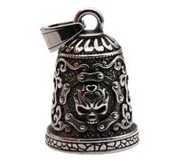 MOYOZZ Old School Biker Skull Bell - Viking Warrior Skull Biker Bell Hanger or Key Chain For Good Luck on The Road (Gris)