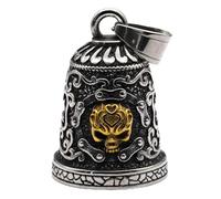 MOYOZZ Old School Biker Skull Bell - Viking Warrior Skull Biker Bell Hanger or Key Chain For Good Luck on The Road (Or)