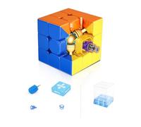 Moyu Super RS3M 3x3 Magic Cube, Professional 3x3 Puzzle Stickerless Magnetic Master Maglev Ball-Core Positing Gift for Speed Cuber(Maglev Ball-Core Positioning Version)