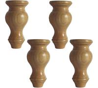 MOZ4dxy 4 pièces Pieds de Support de Meubles en Bois Massif, Pieds de canapé, Pieds de Table Basse en Forme de Gourde, Pieds Ronds enveloppés de chêne (Noir 15 cm) Antidérapant(Wood,15cm)