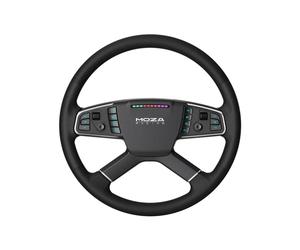 Moza Racing TSW Volant Truck RS060 PC Filaire/Sans Fil, 14 Boutons, 2 Joysticks, Rétroéclairage LED 16700000 couleurs, Aluminium/Simili-cuir/Polymère