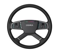 Avancée Cuir véritable Peau de vache Confortable Doux Mode, 38cm, Couvercle de guidon Volant de volant, Bleu noir