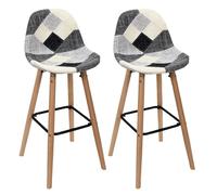 MOZAIK - Lot de 2 Tabourets Scandinaves Noirs et Blancs