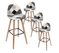 AltoBuy MOZAIK - Lot de 4 Tabourets Scandinaves Noirs et Blancs