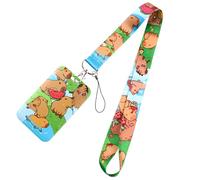 MOZALL Capybaras Cordons avec porte-clés en forme d'animal de dessin animé, beau tour de cou, porte-badge, porte-carte pour étudiantes et filles