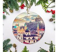 Mozart dans Les Alpes Ornements Noël Décoration avec Ruban Doré Souvenirs Ornement pour Intérieur Bureau Vacances 7.3Cm