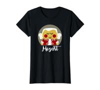 Mozart Kawaii T-Shirt Graphique avec Valeur, Femme, Noir, S
