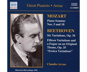 Mozart : Piano Sonatas Nos. 5 & 18 / Beethoven : Six Variations, Op. 34, Fifteen variations and a fugue on an original theme, op. 35, Eroica variations