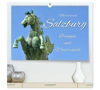 Mozartstadt Salzburg - Brunnen und Wasserspiele (hochwertiger Premium Wandkalender 2026 DIN A2 quer), Kunstdruck in Hochglanz: Romantische und stimmungsvolle Brunnen in der Salzburger Stadt