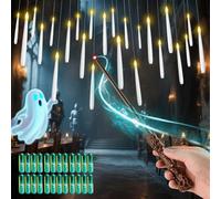 MOZC Bougie Flottante avec Baguette magique, 24pcs Cierges Magiques avec 25 AAA Batteries, LED Bougies avec fonction de minuterie 6H, Clignotant bougie decorative fête d'anniversaire Halloween Noël