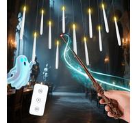 MOZC Bougies flottantes vacillantes avec baguette magique et minuterie 6 H, Bougies LED avec télécommande, Bougies flottantes sans flamme pour Noël décoration cadeau (Blanc 12pc)