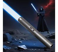 MOZC Sabre Laser, Sabre Laser Enfant avec 15 Couleurs, Sabre Laser Duel pour 4 Modes et Sons, Sabre Laser Enfants à Chargement USB-C, Que la Force Soit avec toi(Gris 1PC)